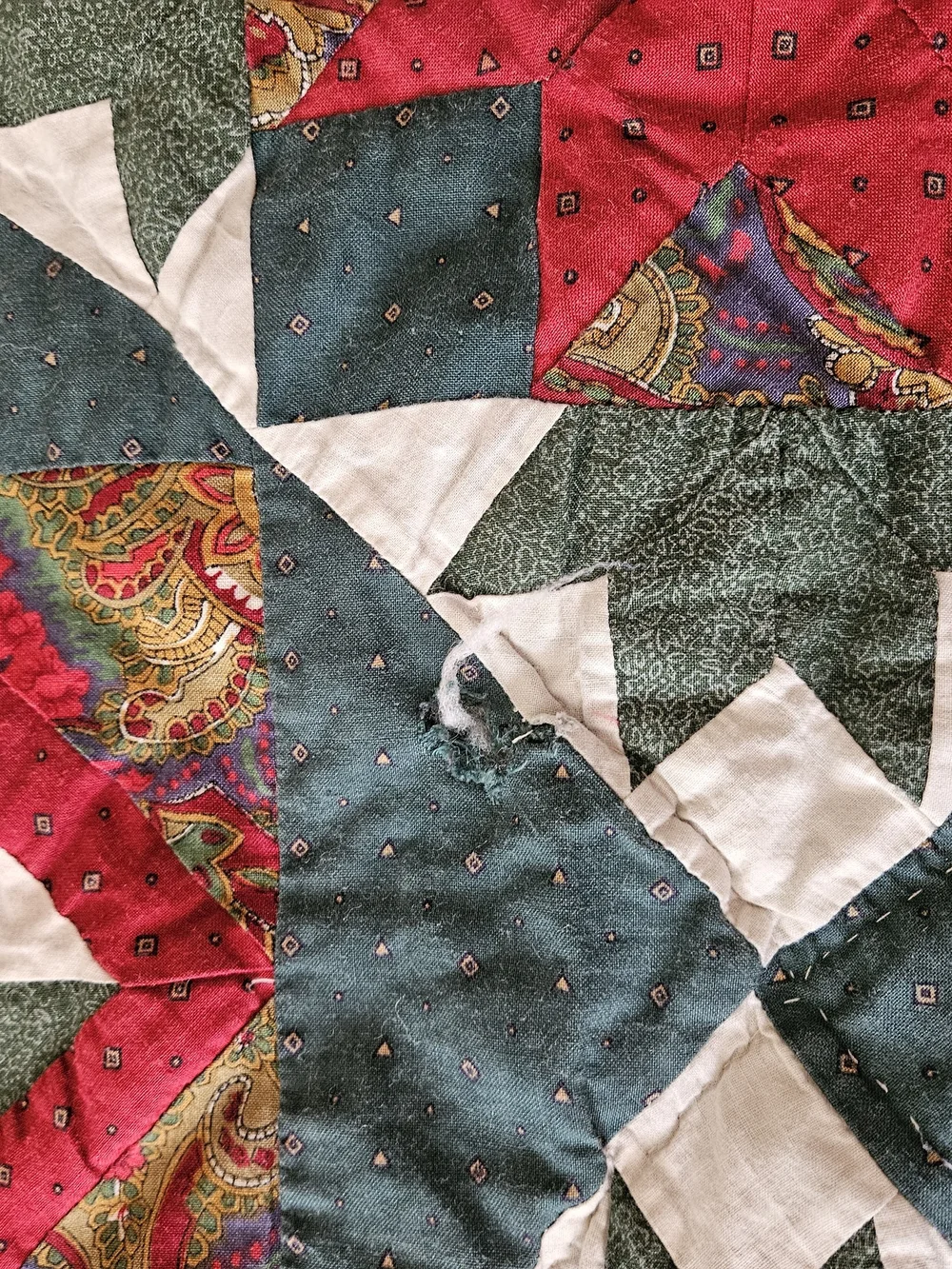 Classic Patchwork Star Quilt With Paisley Accents